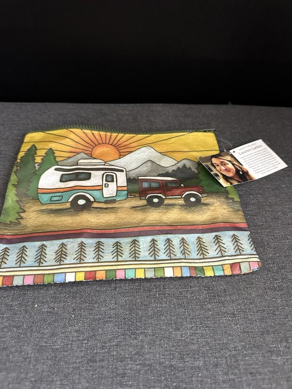 Primitives by Kathy Lauren Larkin Camper Zipper Pouch RV Camping Art 9.5x7